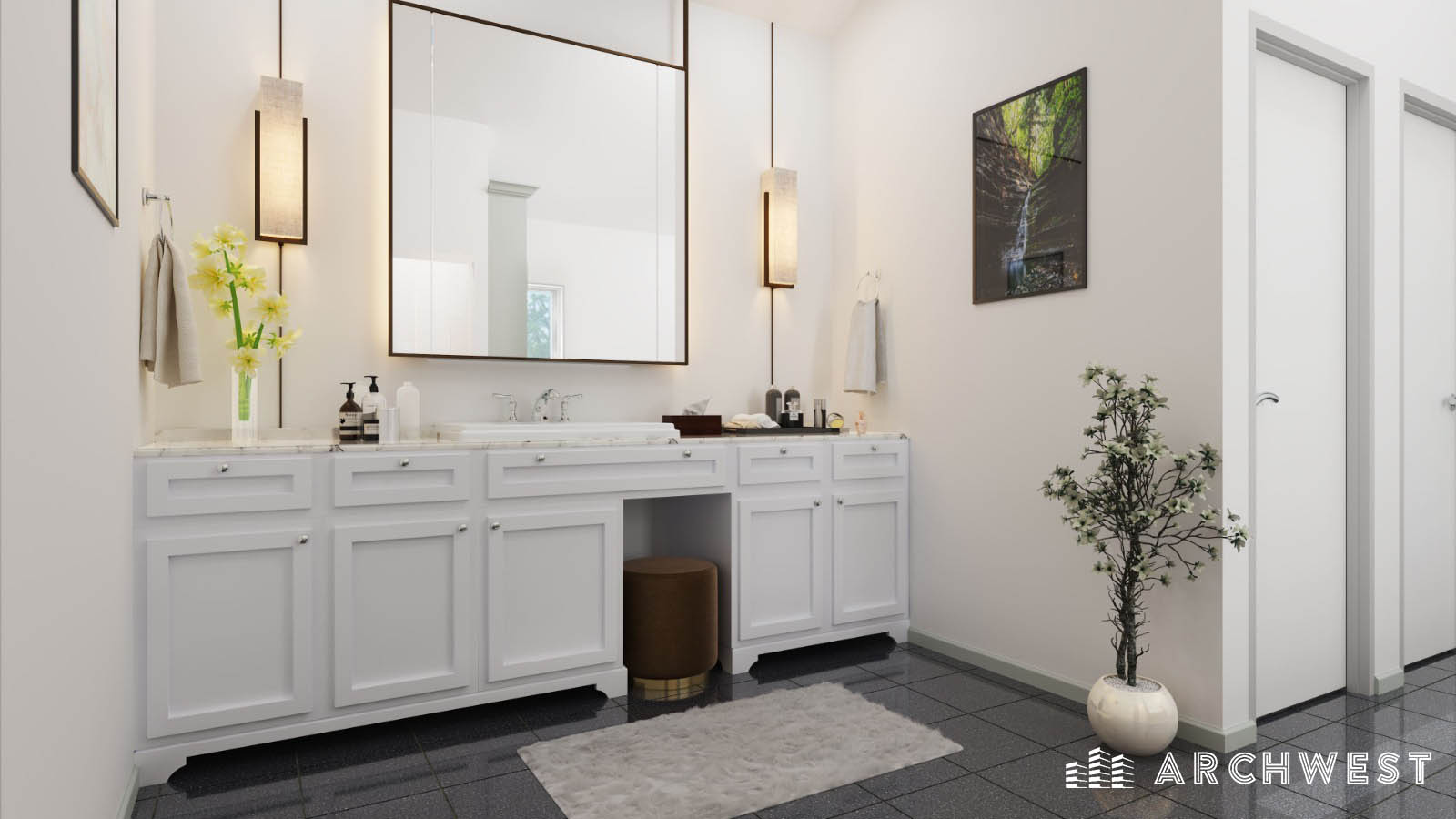 10. 3D Rendering of Bathroom Vanity, California, USA